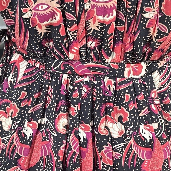 French Connection Sz 6 Floral Mini Dress Side Ties Ruffle Neckline Cottagecore - Picture 6 of 14